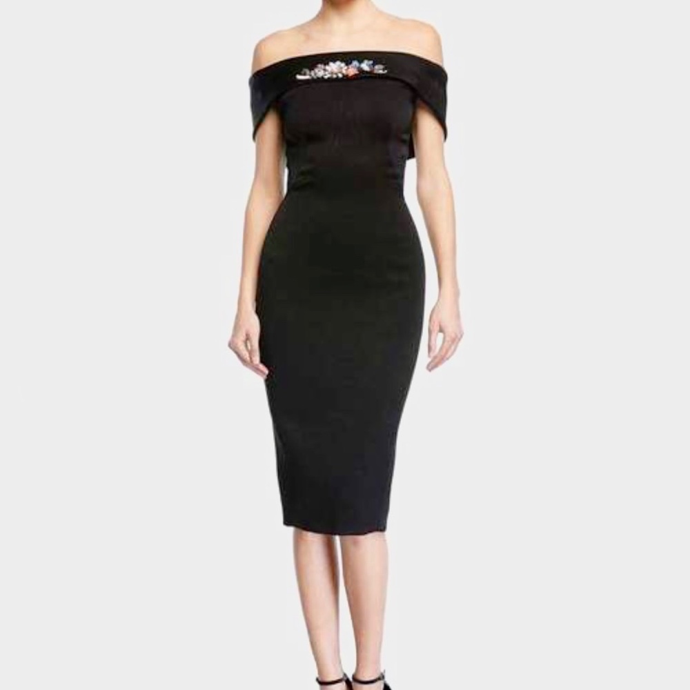 Zac Posen Floral Embroidered Sheath Dress; Luxury, Feminine, Wedding, Black Tie
